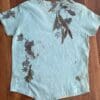 Eco-printed teal t-shirt, leaf design.