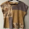 Eco-printed patchwork linen top.