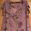 Purple eco-printed linen top with leaves.