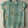 Teal eco-printed silk top, back view.