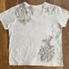 Pale pink floral t-shirt back view.