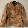 Brown suede button-front jacket.